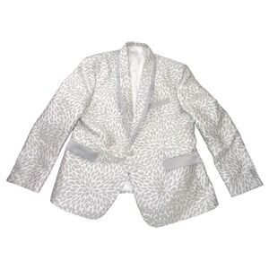 St. Patrick Mens 3XL Silver Floral Brocade Dinner Jacket Blazer & Bow Tie 508-6